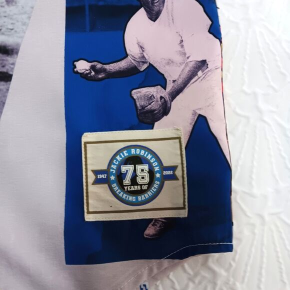 RSVLTS Jackie Robinson Scrapbook Brooklyn Dodger 42 Kunuflex Button Down Medium - Picture 7 of 14